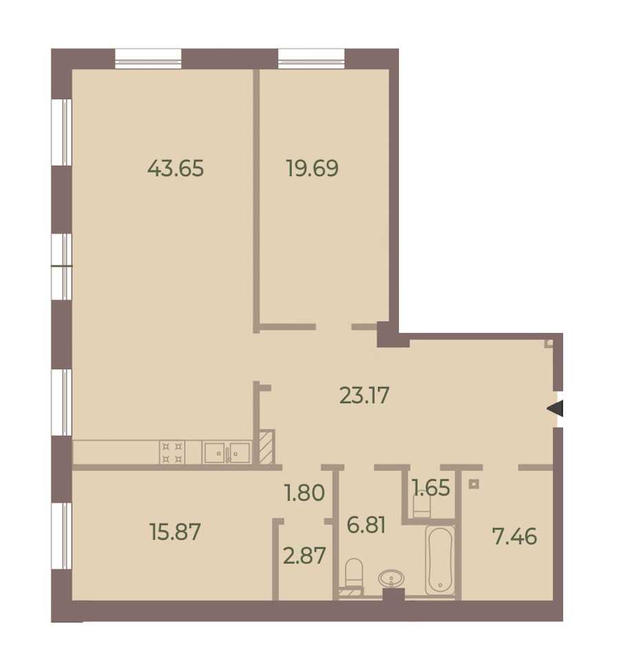 Двухкомнатная квартира в : площадь 122.97 м2 , этаж: 2 – купить в Санкт-Петербурге